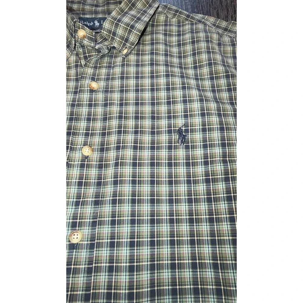 Ralph Lauren Classic Fit Plaid Button Down‎ Shirt Men's L Preppy Casual Pony